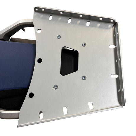 Metal mounting cargo rack with multiple holes on a white background