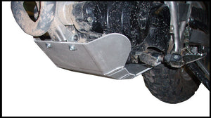 Detailed view of the Yamaha TW200's front section featuring the aluminum skid plate