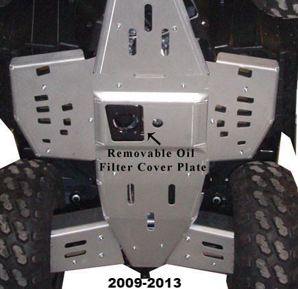 2-Piece Aluminum or with UHMW Layer Full Frame Skid Plate Set, Polaris Sportsman 550